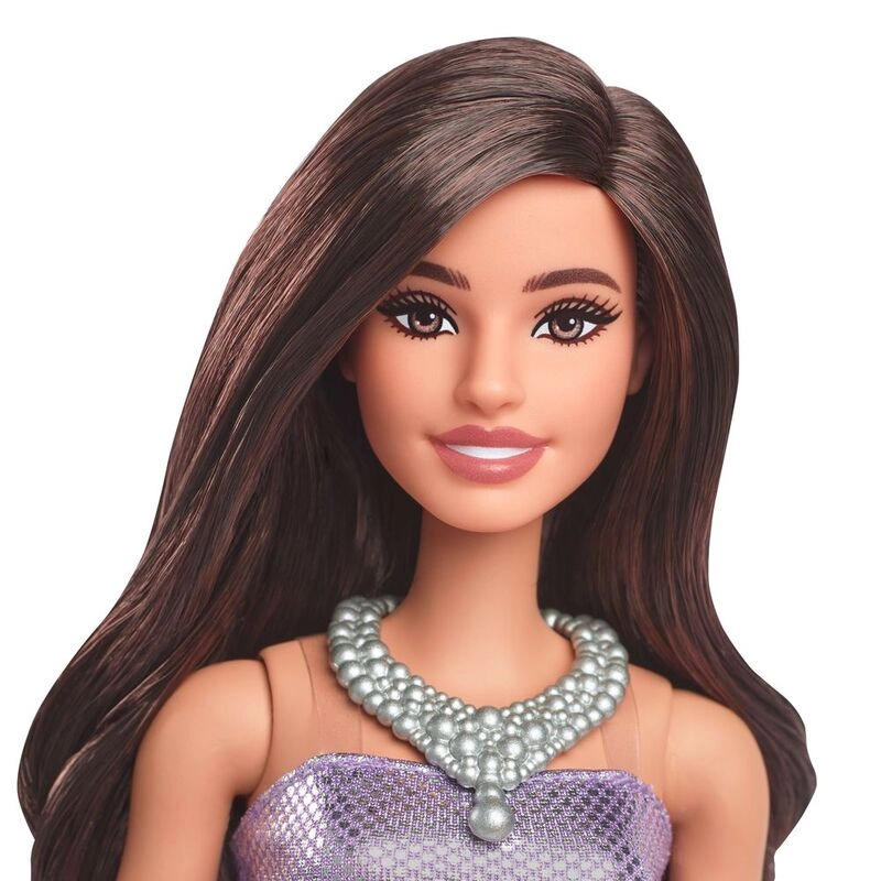 Barbie Fashionistas - 30 cm Brown Hair Purple Bubble Dress Ages 3+