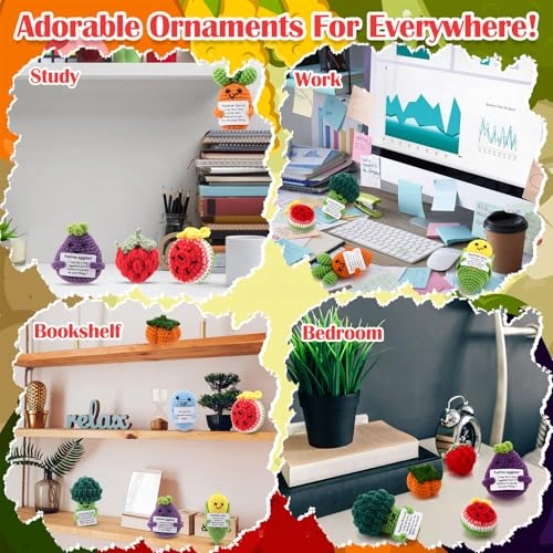 Fruits Vegetables Emotional Dolls - 18 Pcs Crochet Multiple Colors