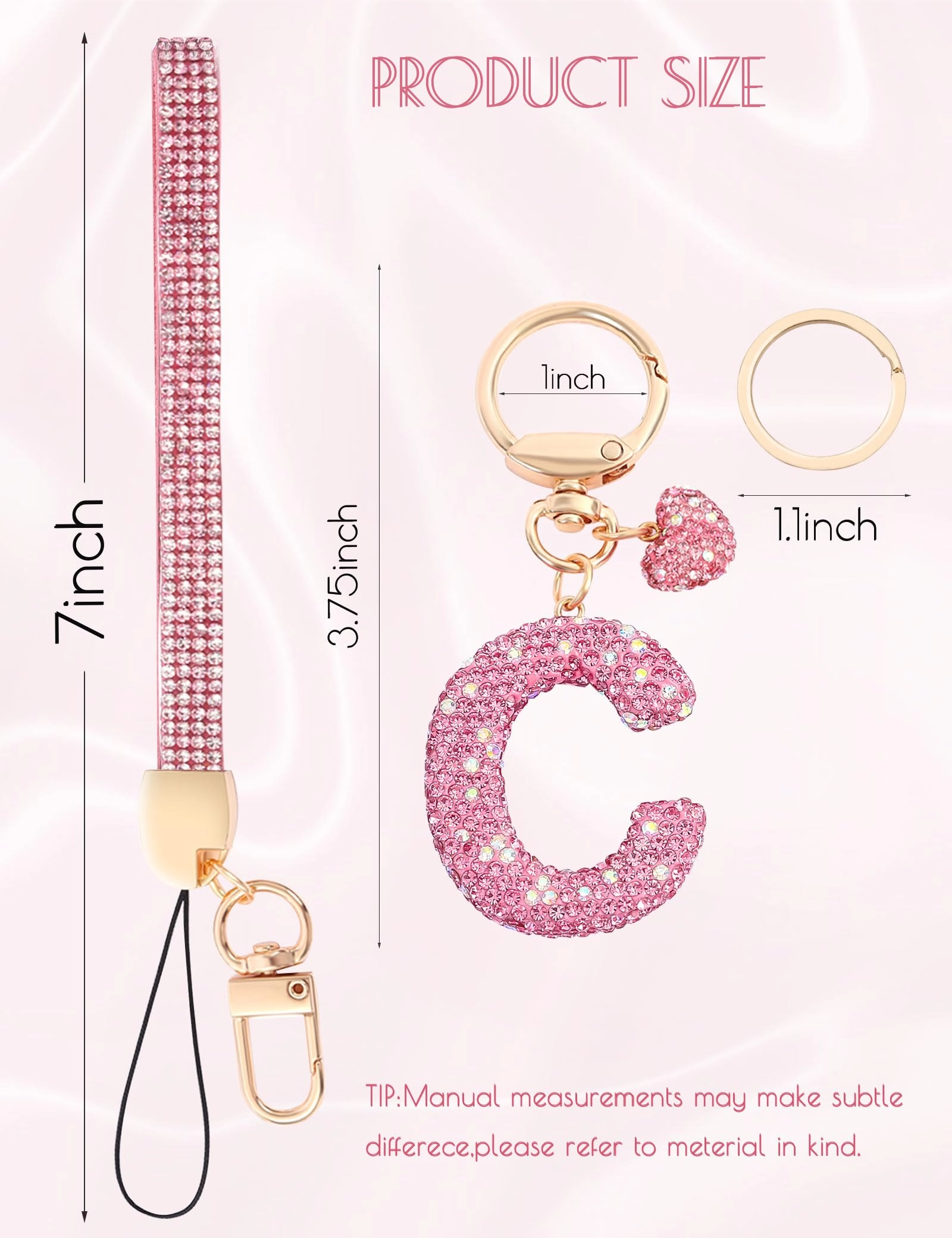 Initial Keychain - L Purple Rhinestone