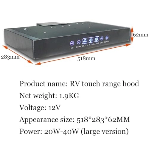 RV touch range hood - 12V 3 Speed Touch Control Dual LED Light