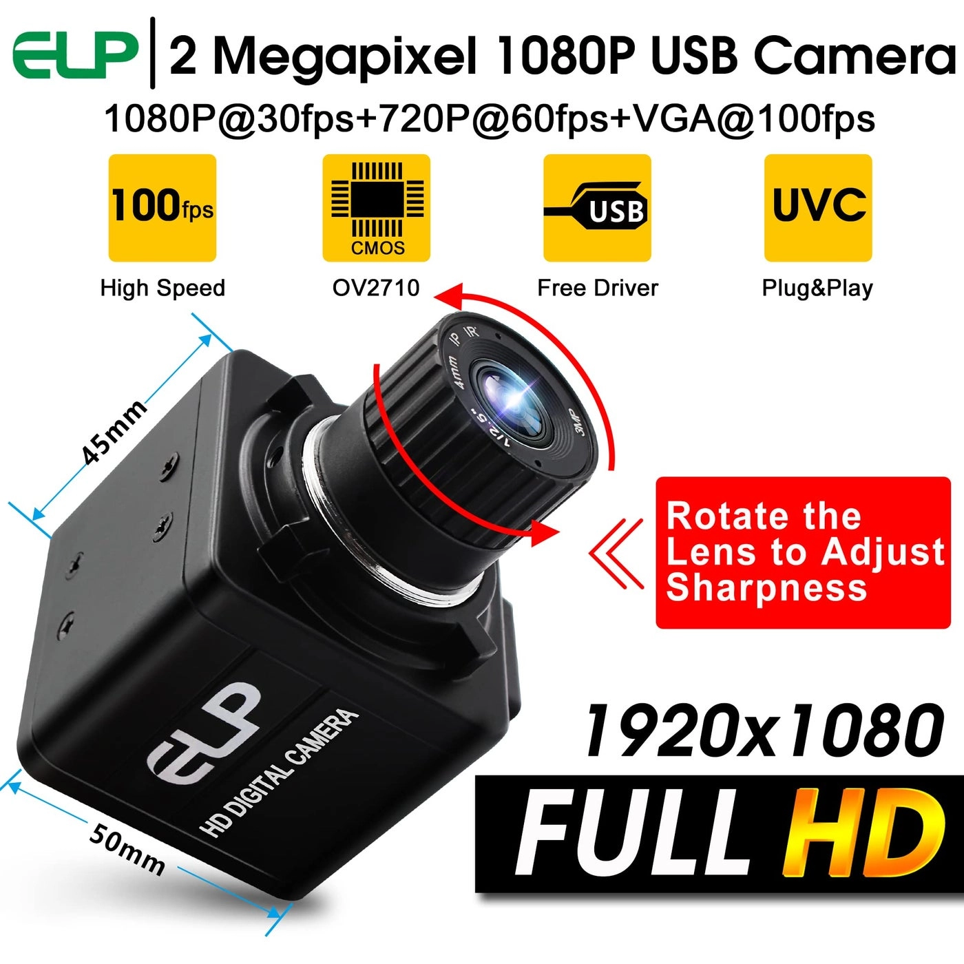 USB Camera - 2Megapixel 1080p 100fps