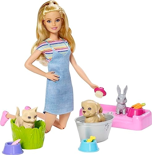 Play ‘n’ Wash Pets Playset - Blonde Doll 3 Color-Change Animal Figures