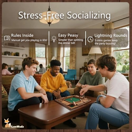 Shut The Box - Wooden 4 Player Board Game