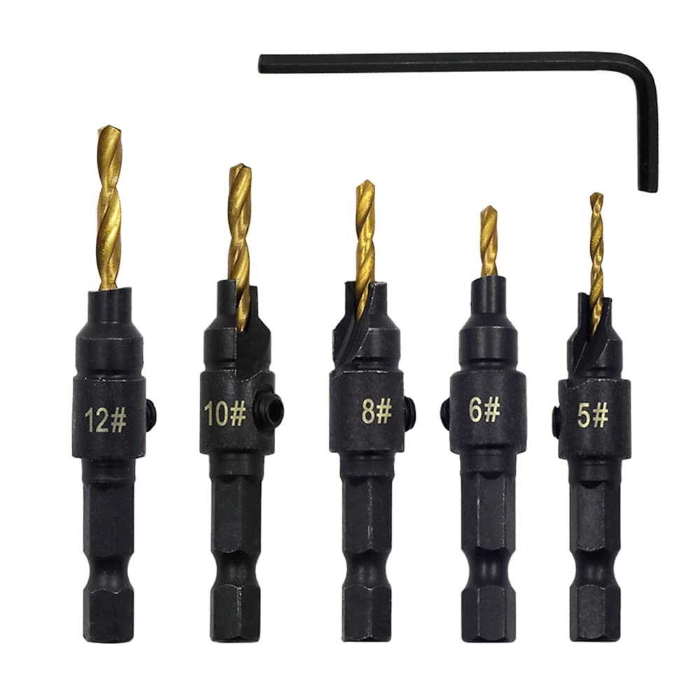 Domary Countersink Drill Bit Set - 5PCS 2mm 2.3mm 2.8mm 3mm 3.5mm