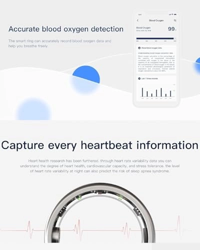 Smart Ring - Heart Rate Temperature Monitoring 7 Day Battery Life