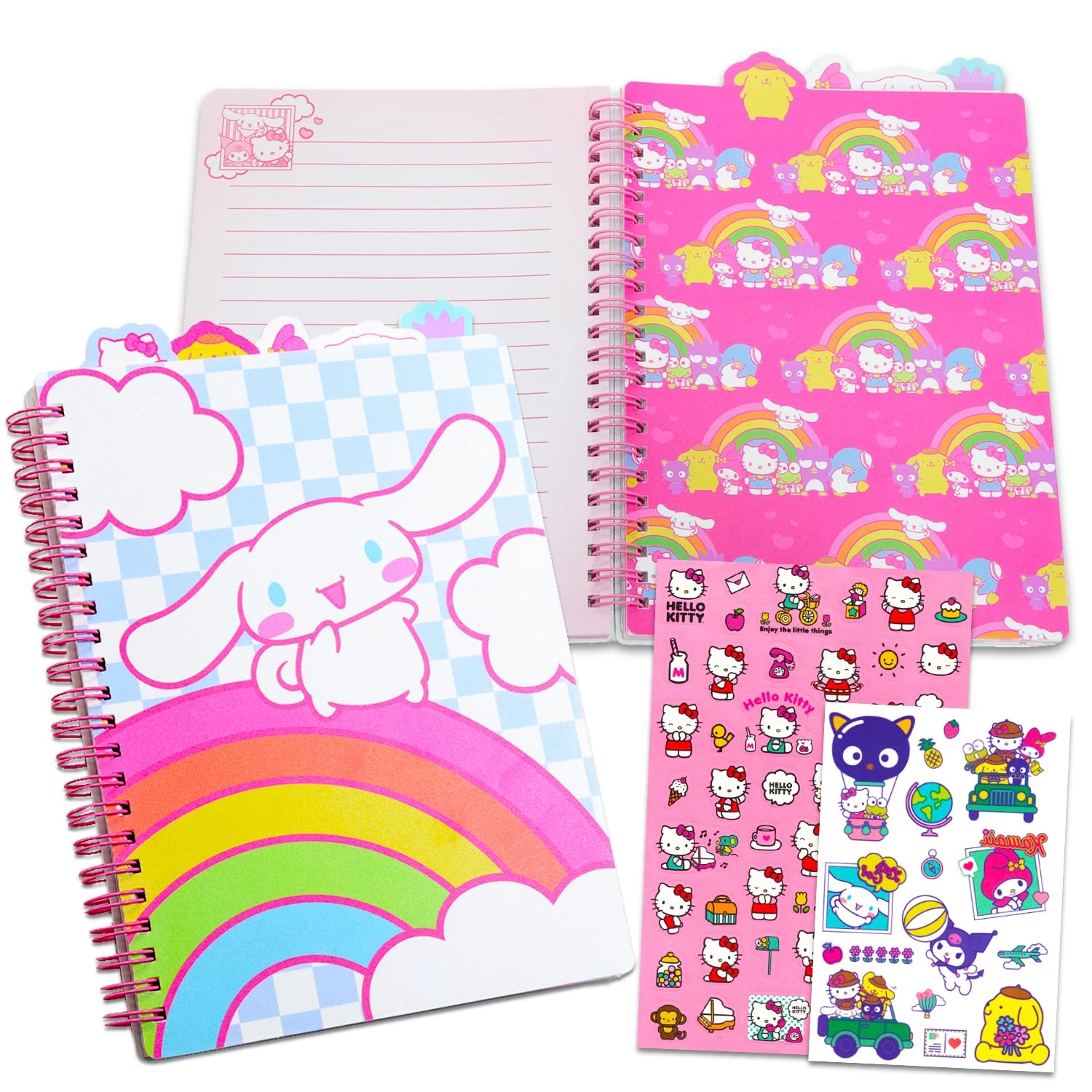 Officially Licensed Components Cinnamoroll Journal - 80 Pages 8.5" x 6.5" + Hello Kitty and Friends Notebook