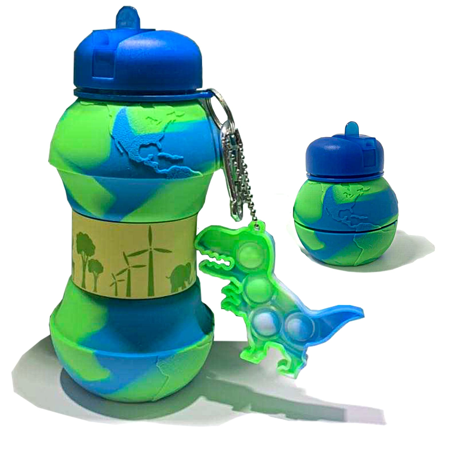 CARESWAY Earth Globe Water Bottle - Collapsible Silicone 550 ml