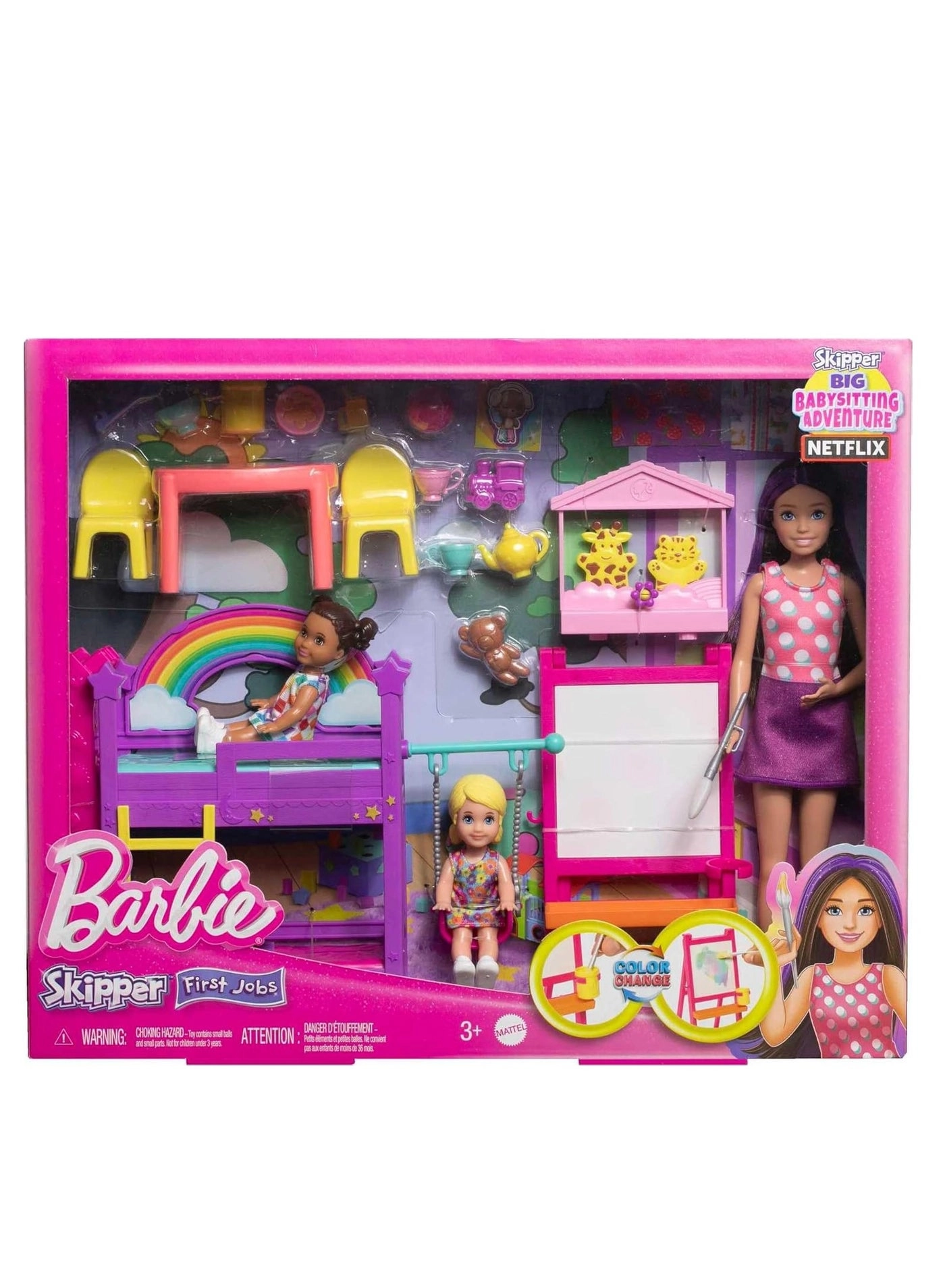 Skipper Babysitters Inc. Ultimate Daycare Playset - 3 Dolls 15+ Accessories Color-Change Easel
