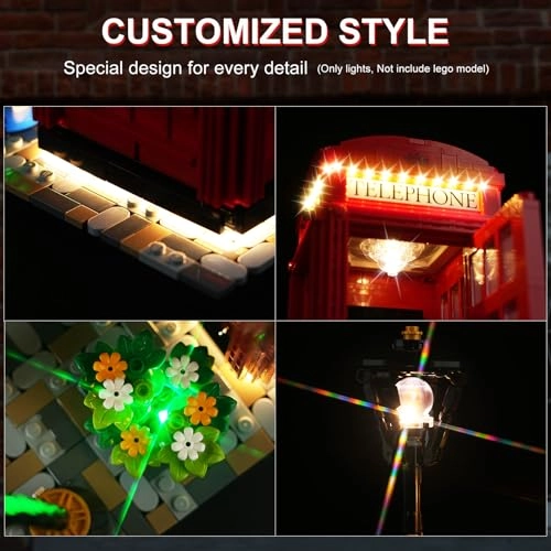 LED Lighting Kit for Lego Ideas Red London Telephone Box - Compatible with 21347 LED