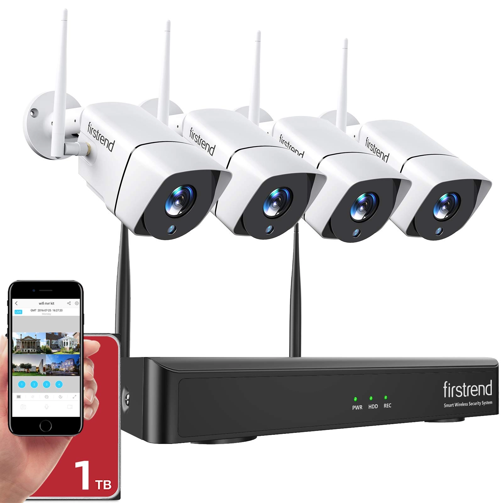 firstrend Security Camera System - 4 pcs 8CH 2MP