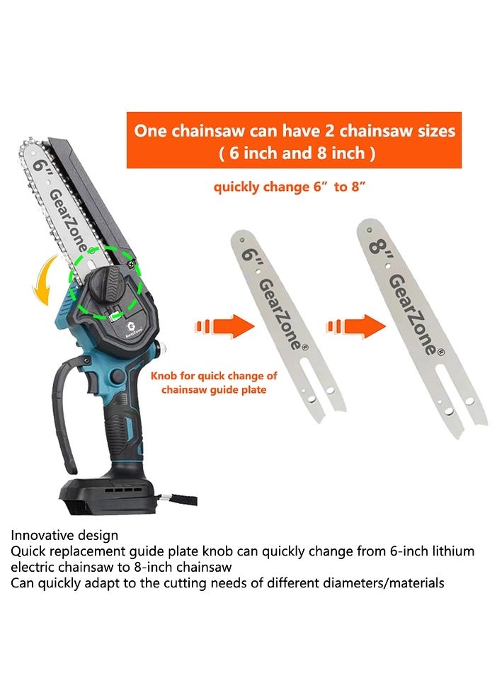 Mini Chainsaw - 2-in-1 6 and 8 Inches Battery