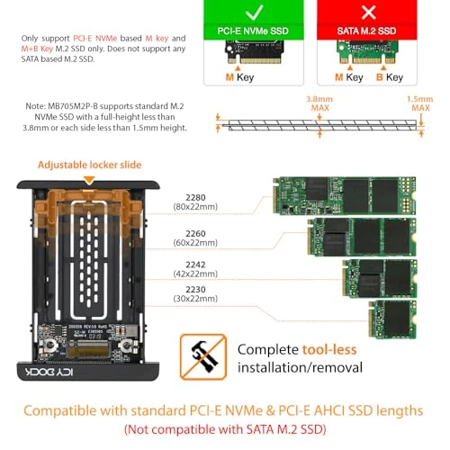 MB705M2P-B - M.2 to U.2 NVMe Converter with Heatsink