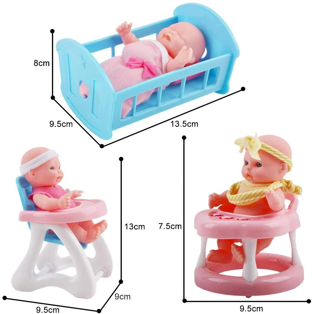 Mini Baby Doll Set - 5" Plastic Ages 3+