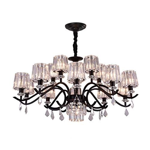 American Crystal Chandelier - 16 Heads Black