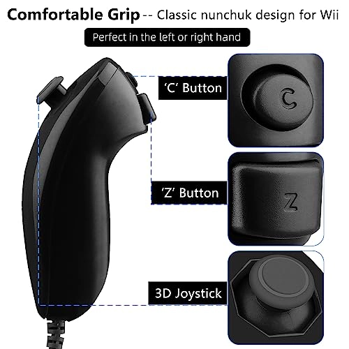Motion Based Wired Nunchuck Controller - Black Nintendo Wii