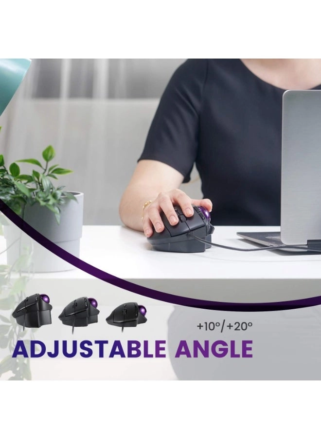 PERIMICE-520 Ergonomic Trackball Mouse - Wired