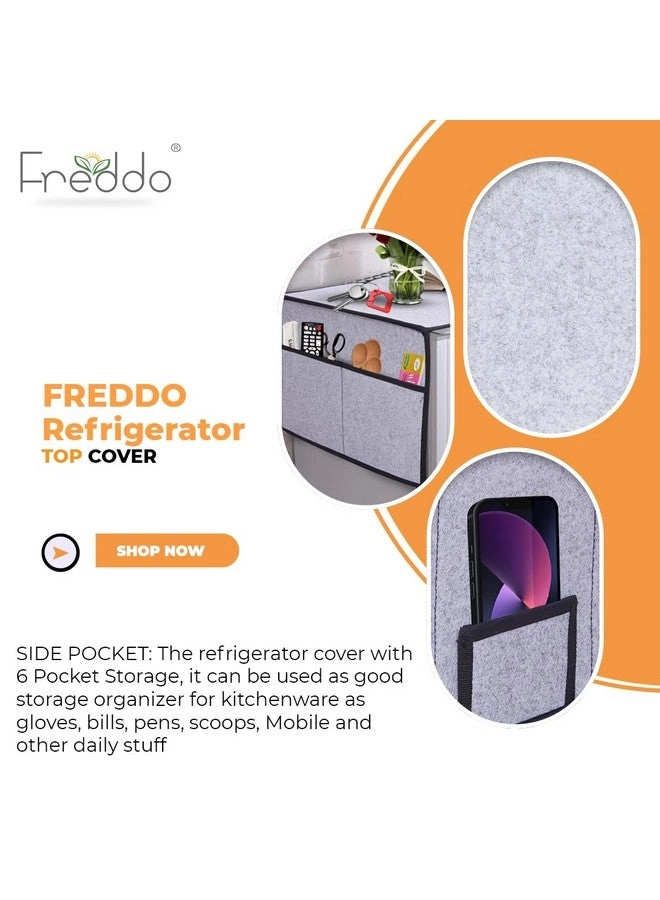 Refrigerator Top Cover - 5 Pocket 35 x 24 inch Grey Black