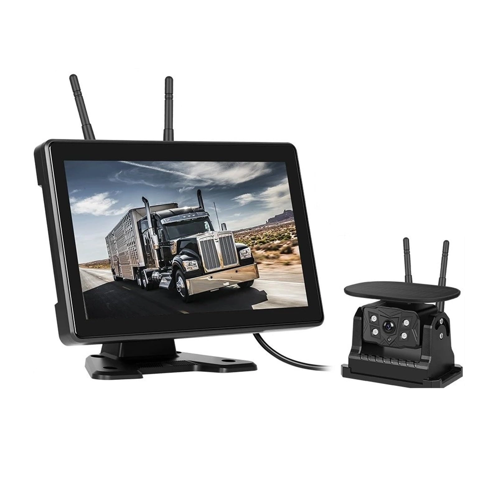 mailingbaihuo Rear View Monitor - 10.1" + Wireless Solar Reversing Camera