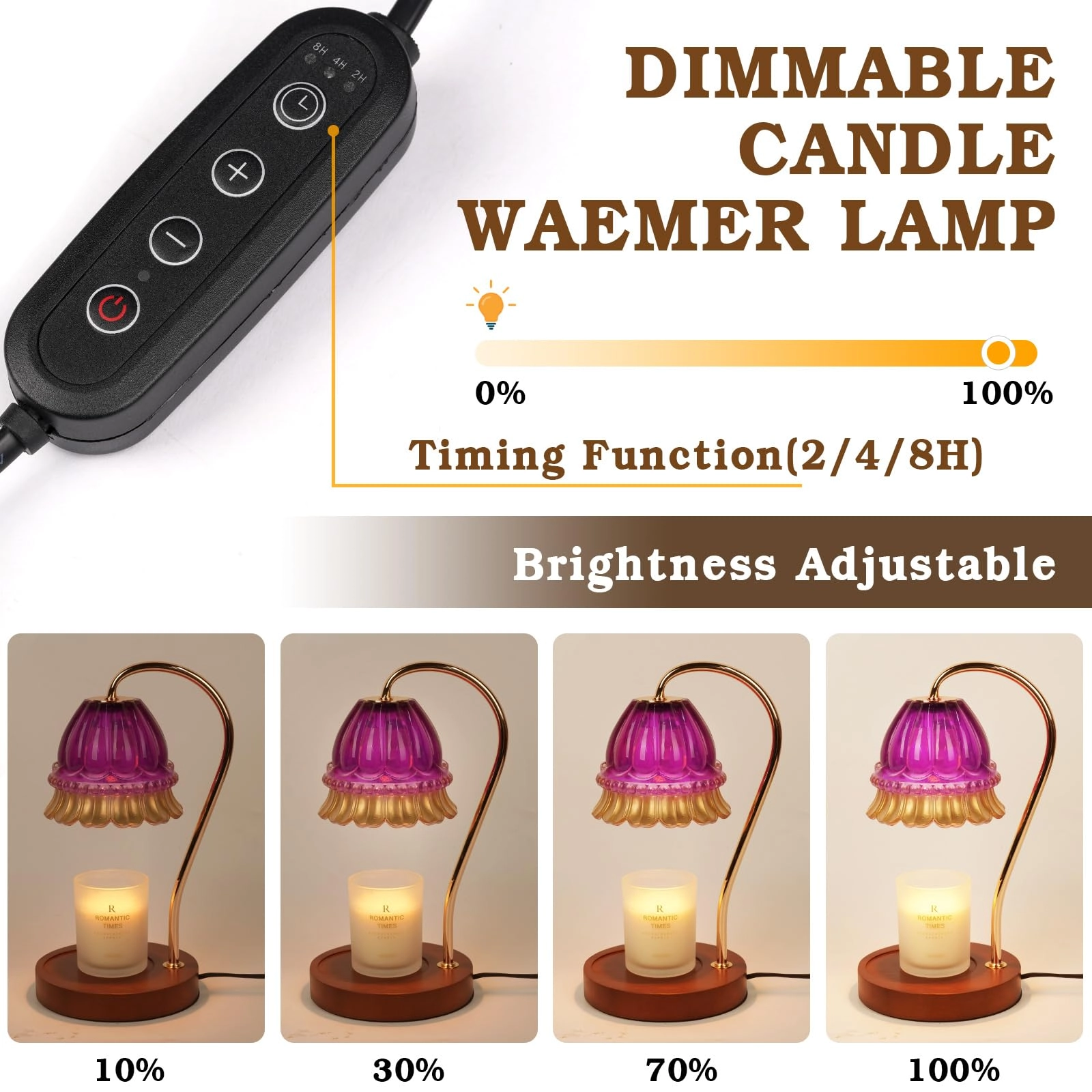 Candle Warmer Lamp - Purple Timer Dimmable