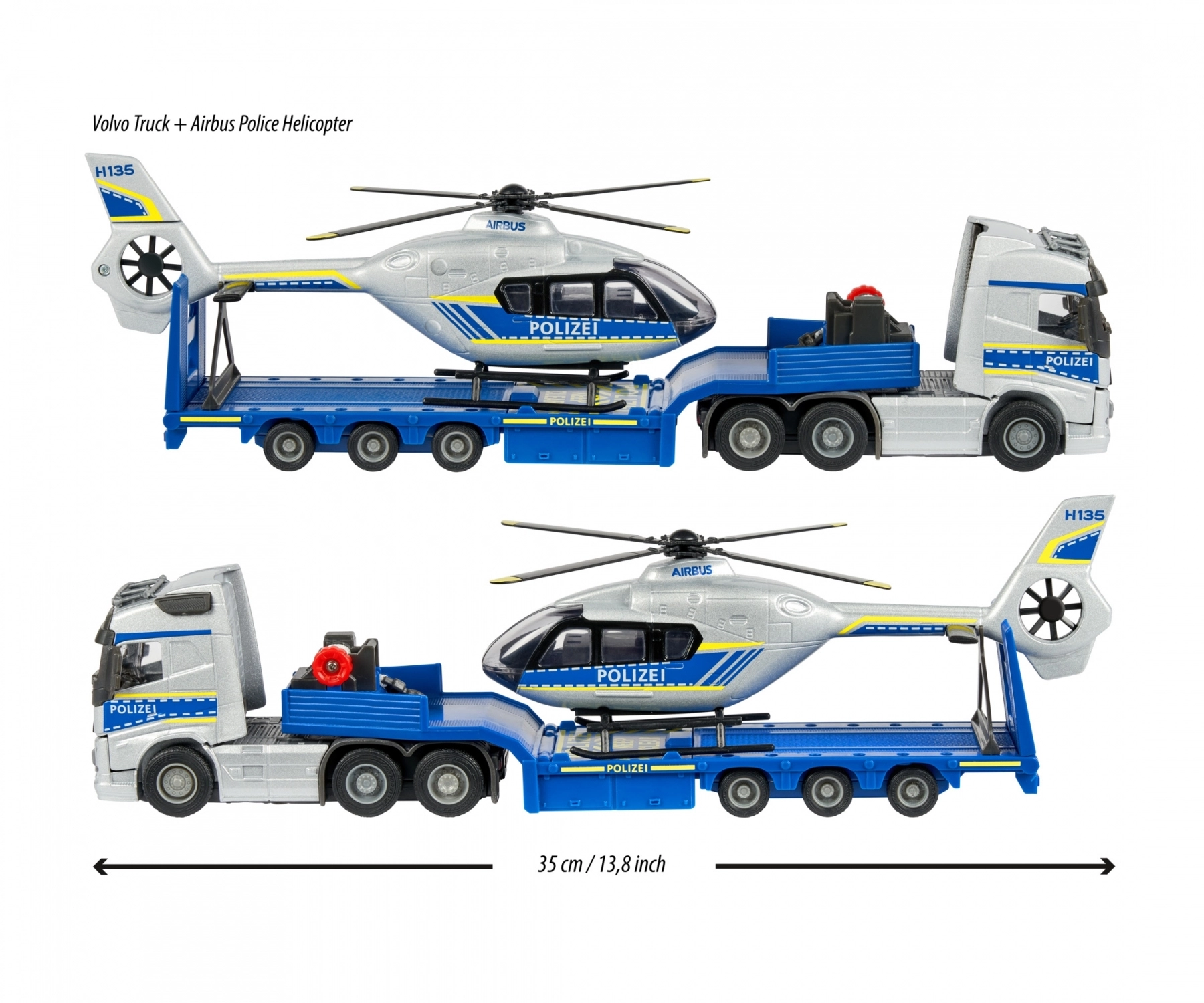 Volvo FH16 Truck - 35 cm + Airbus H135 Police Helicopter - 25.5 cm
