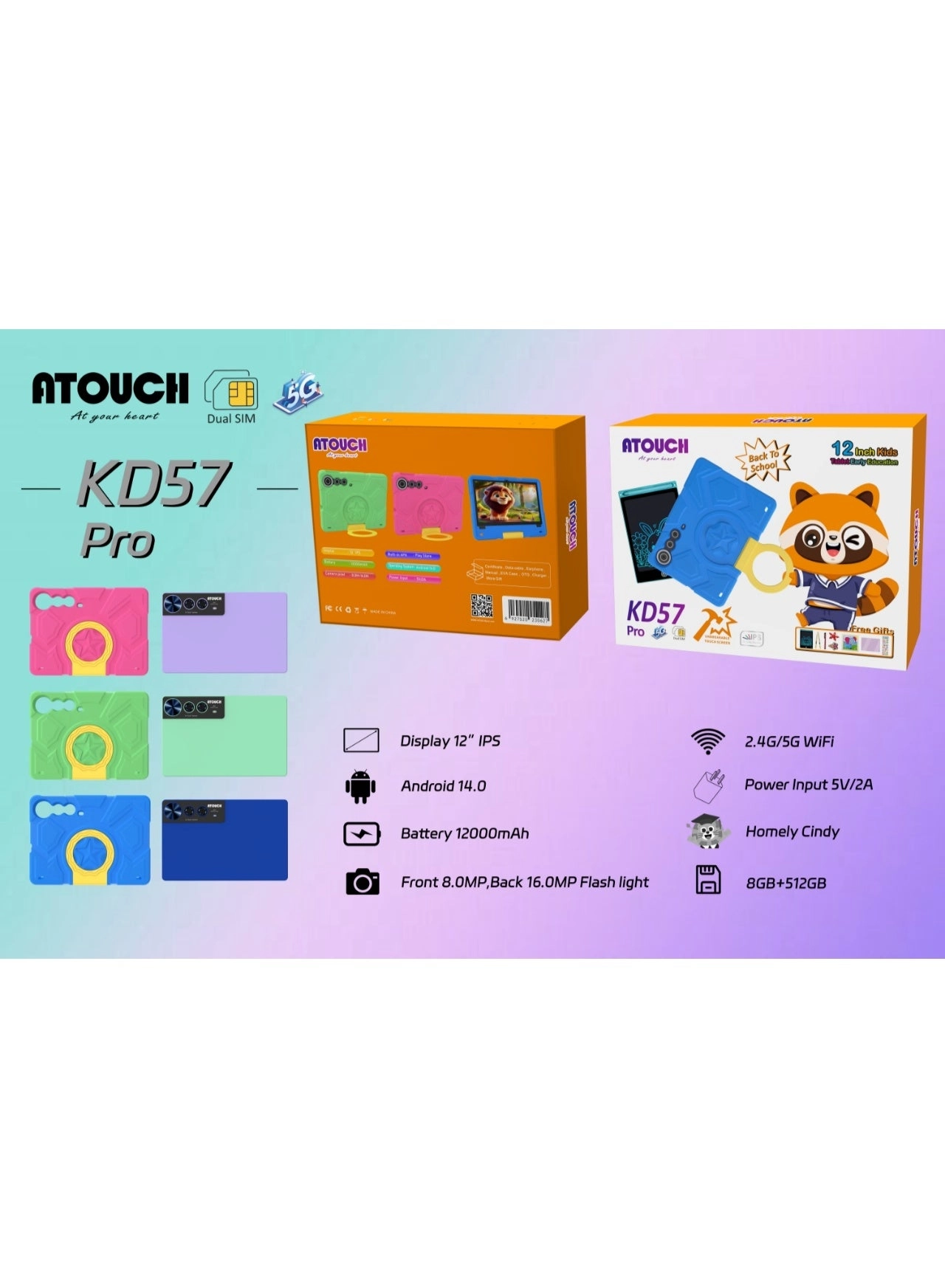 KD57 Pro - 8 GB 512 GB 12 in + LCD Writing Pad