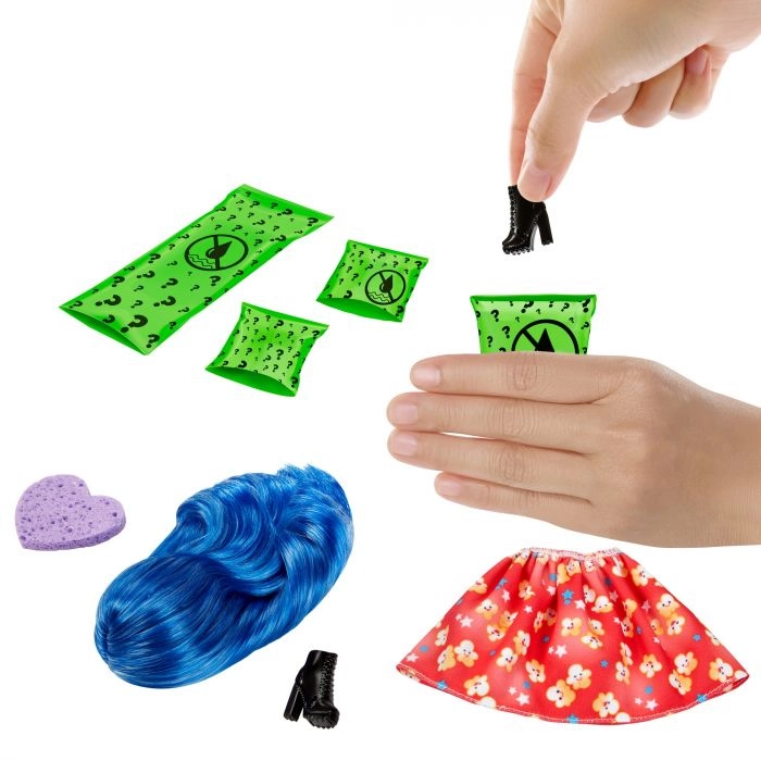 Barbie Color Reveal Glitter! Hair Swaps Doll - Glittery Blue 25 Hairstyling & Party-Themed Surprises Ages 3+