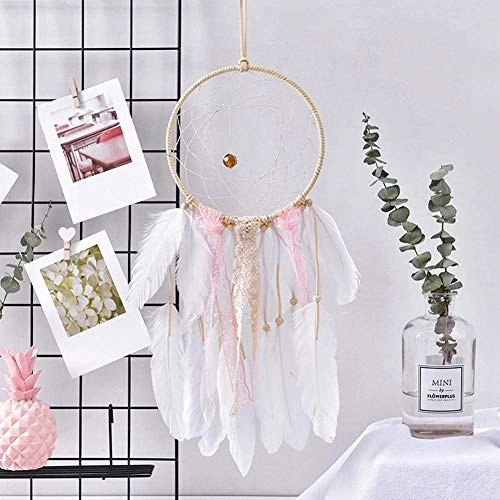 Dreamcatcher - Siderosphere, feathers, lines, wood beads.