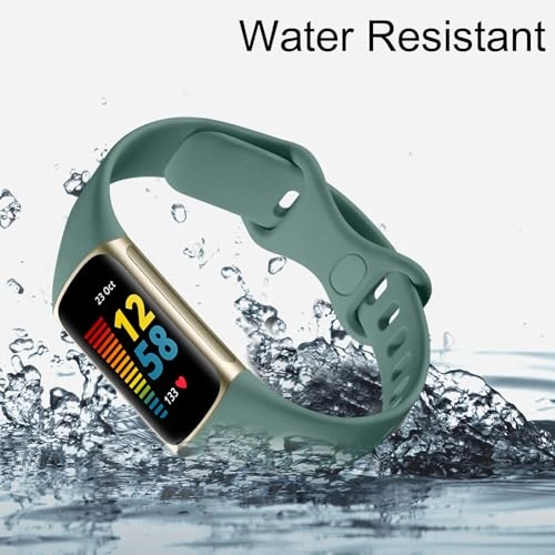 Soft Silicone Slim Watch Band for Fitbit Charge 5/Charge 6 - Black/Slate/Navy Blue/Pine Green