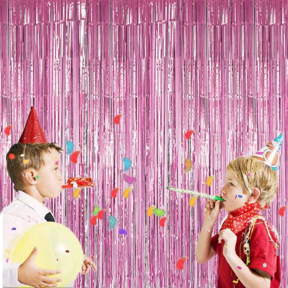 Pink Foil Curtain - Pack of 1 Pc Baby Shower, Birthday, Graduation Day, Halloween, Wedding_and_Engagement