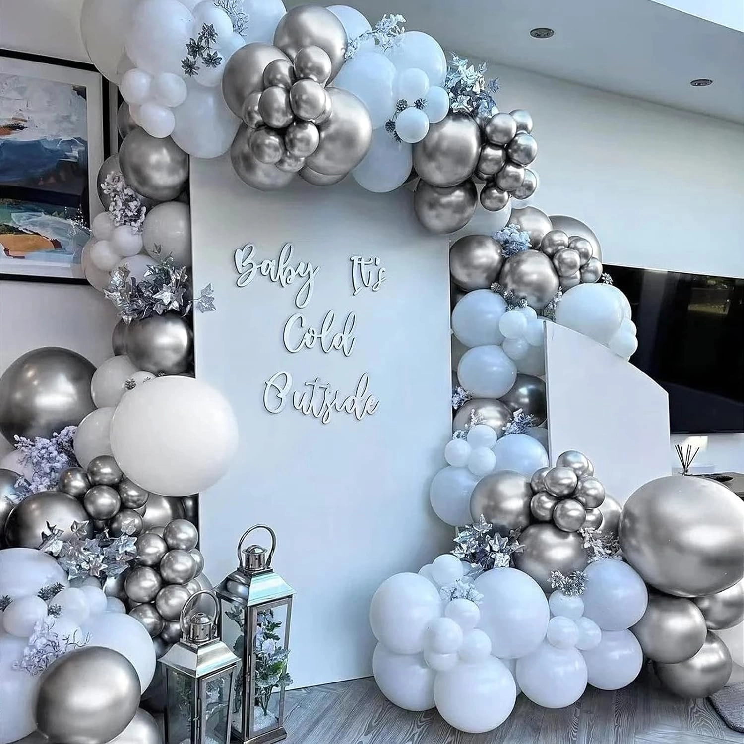 Metallic Silver Balloons - 100 Pack Birthday