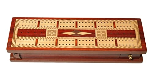 2 Track Wooden Cribbage Board - Bloodwood Maple Wood Integrated Storage