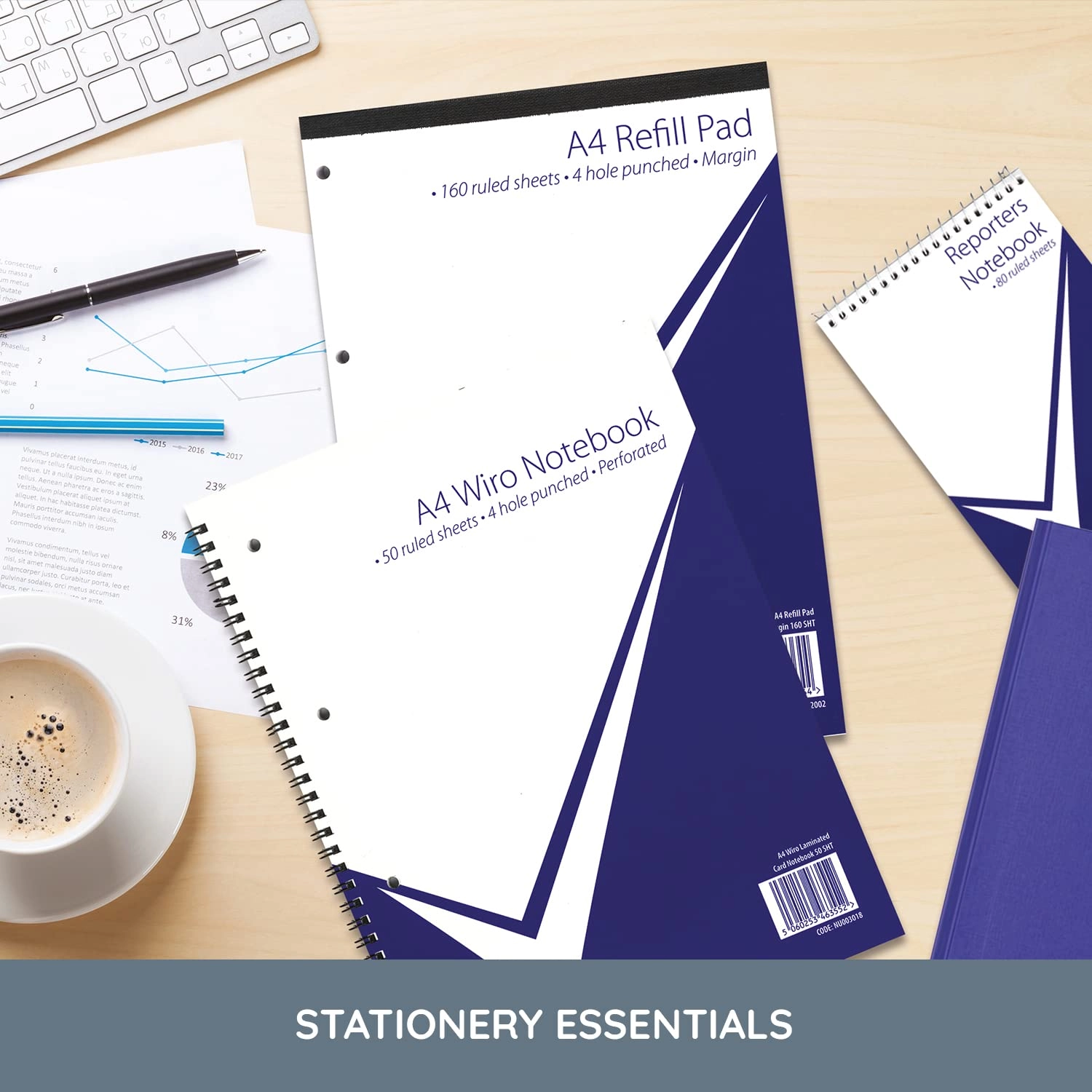 Reporters Notebook A4 Spiral - Lined 160 Pages