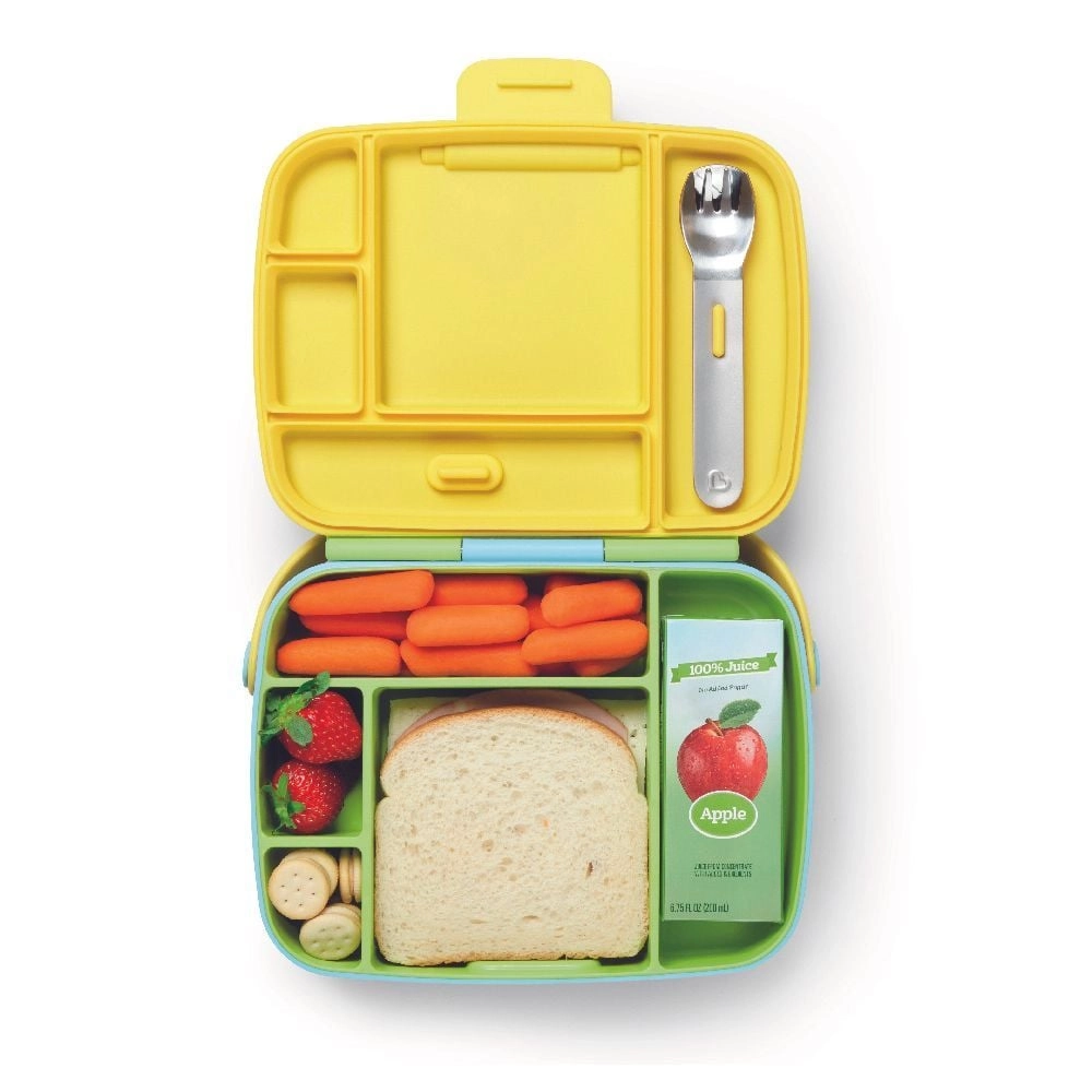 Inside 5 Compartment Bento Box - Green with Utensils