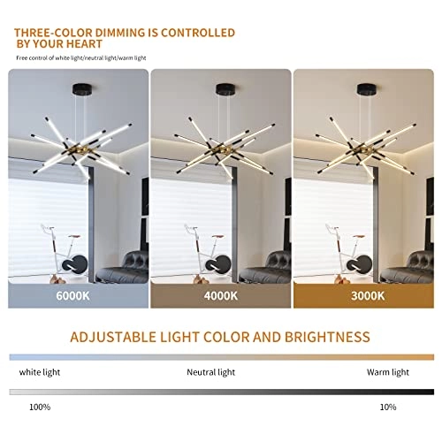 Modern Sputnik Chandeliers - 3000K-6000K Dimmable
