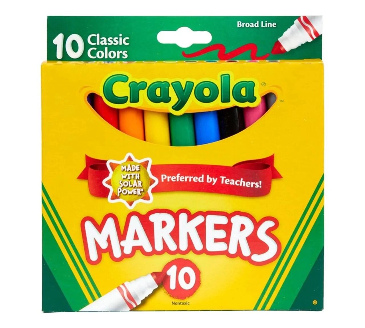Color Max Broad Line Ultra-Clean Classic Washable Markers - 10 Pcs Multicolor
