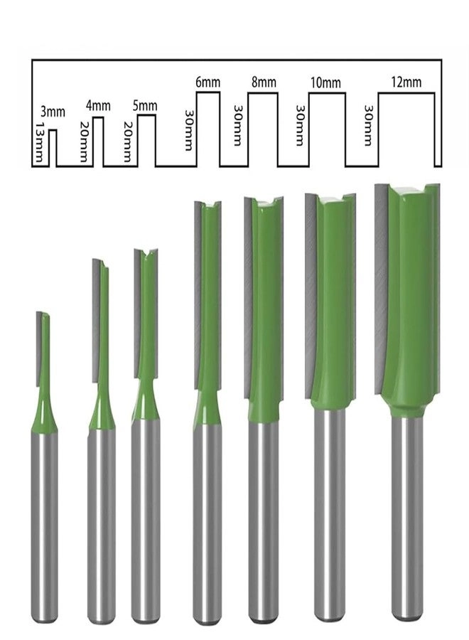 Tungsten Carbide Straight Dado Router Drill Bit Set - 3/4/5/6/8/10/12mm 1/4" 7PCS