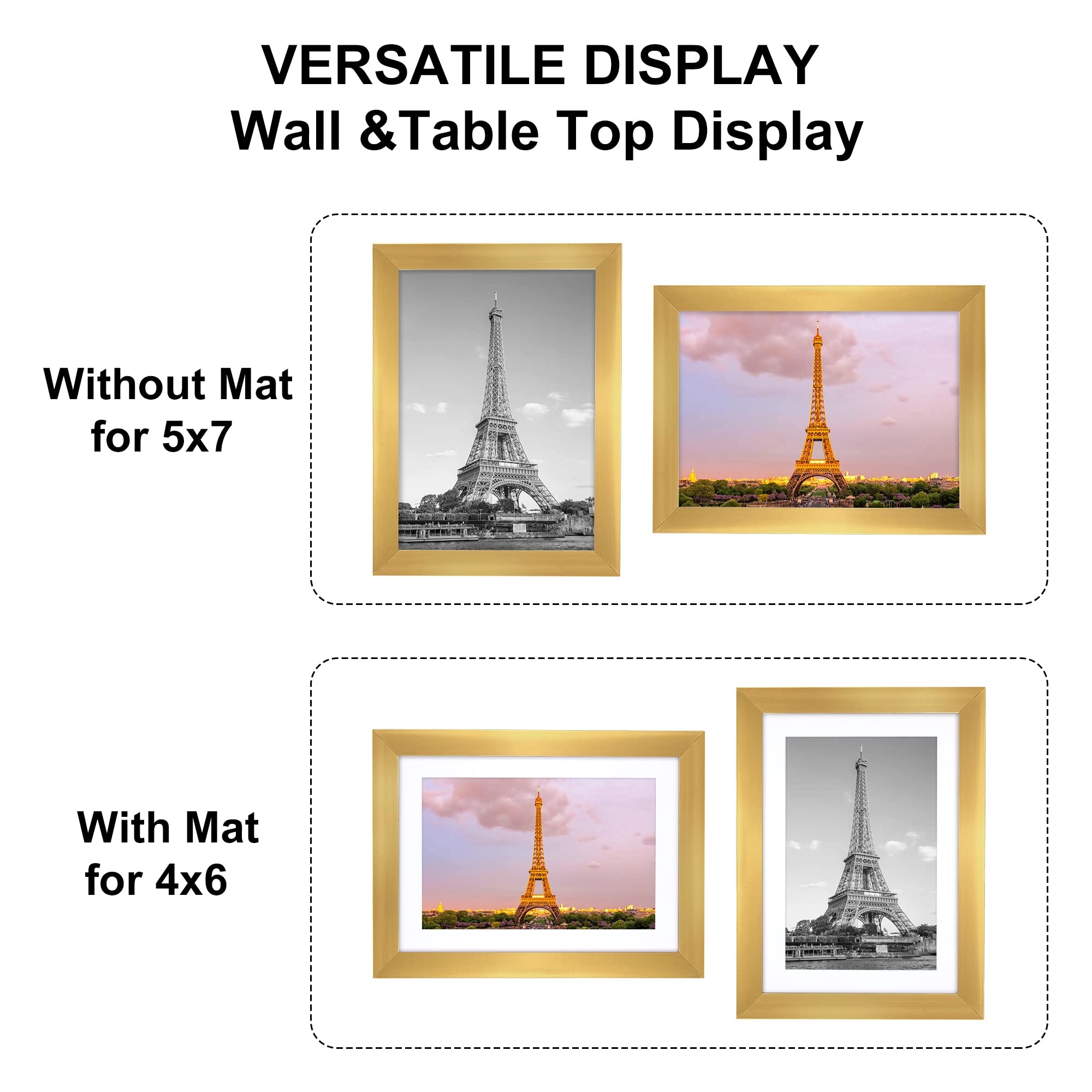 10 Pack Picture Frames - 8x10, 5x7, 4x6