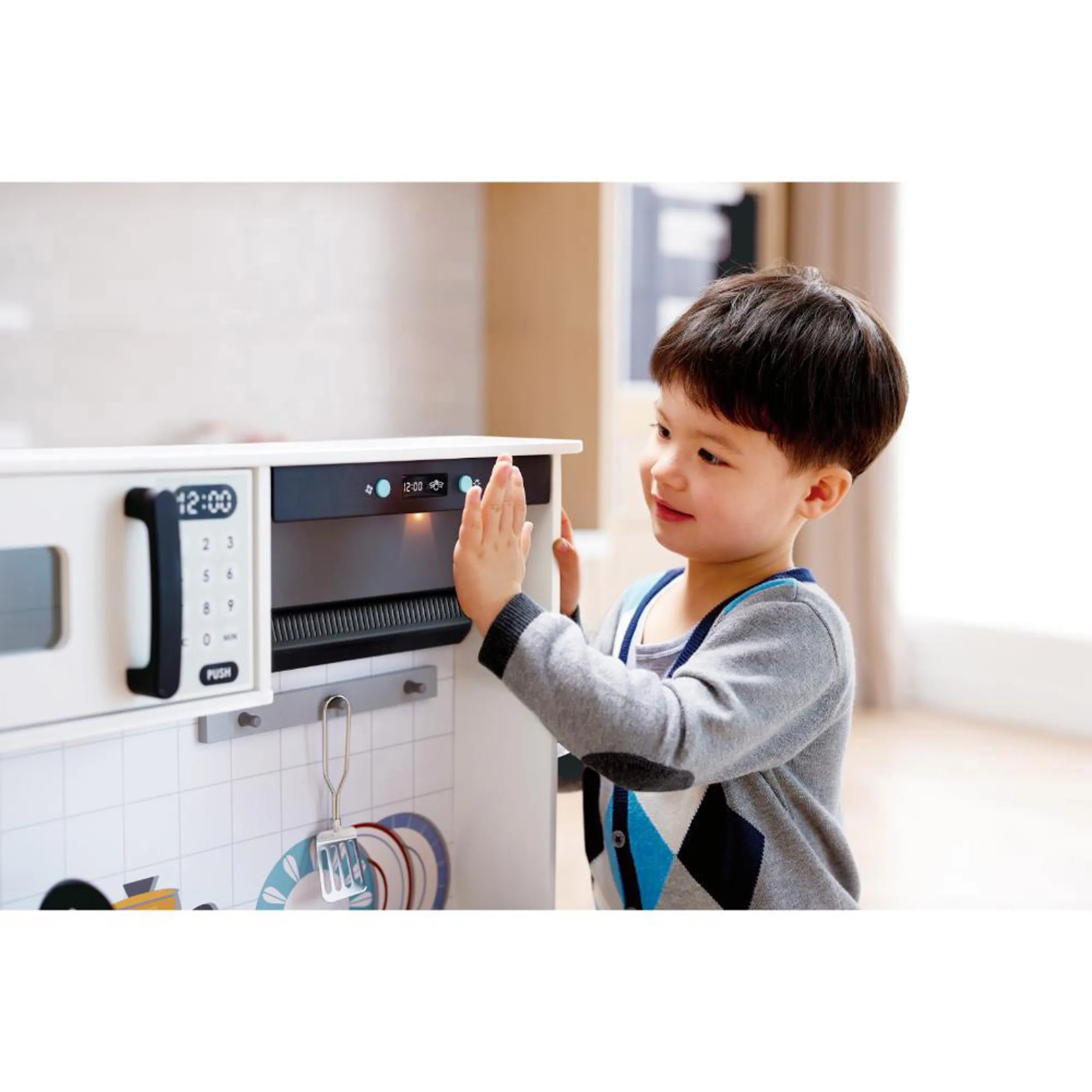 Wooden Modern Smart Kitchen & Food Playset - 12 pcs (531-E3216)