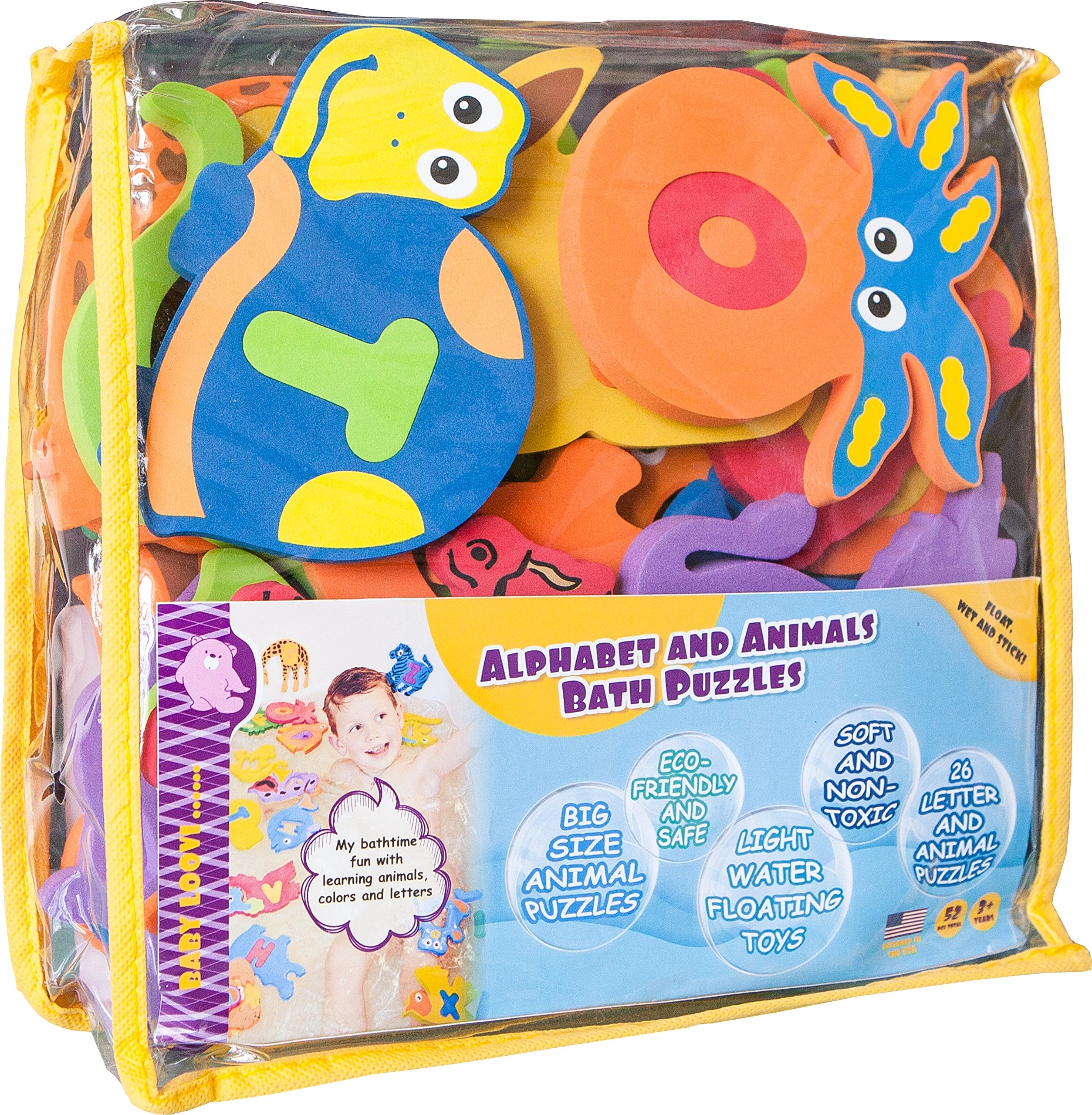 Bath Foam Alphabet Letters - Set of 52 Pcs Toy Organizer Non-Toxic