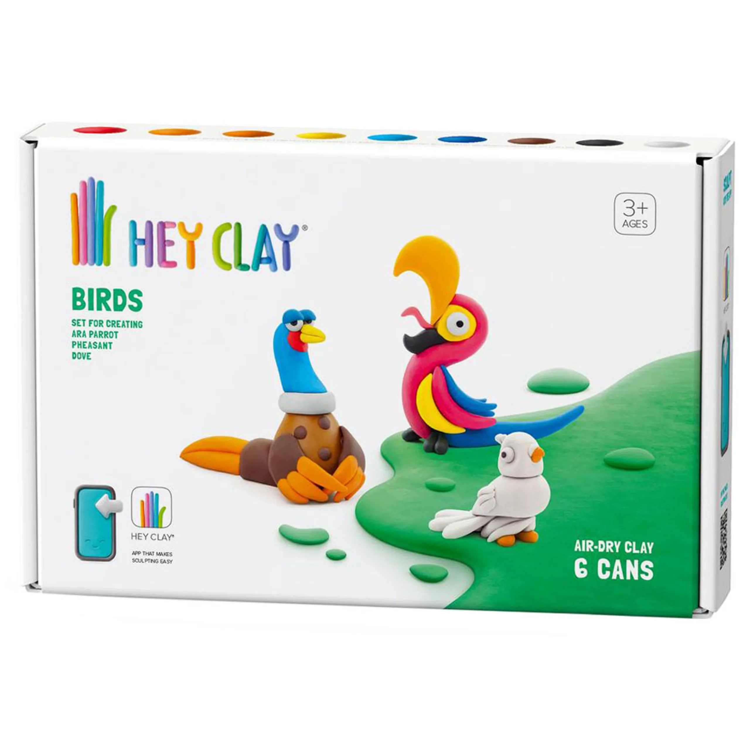 HEY CLAY DIY Birds Plastic Modelling Air Dry Clay Kit - 340g 6pcs.