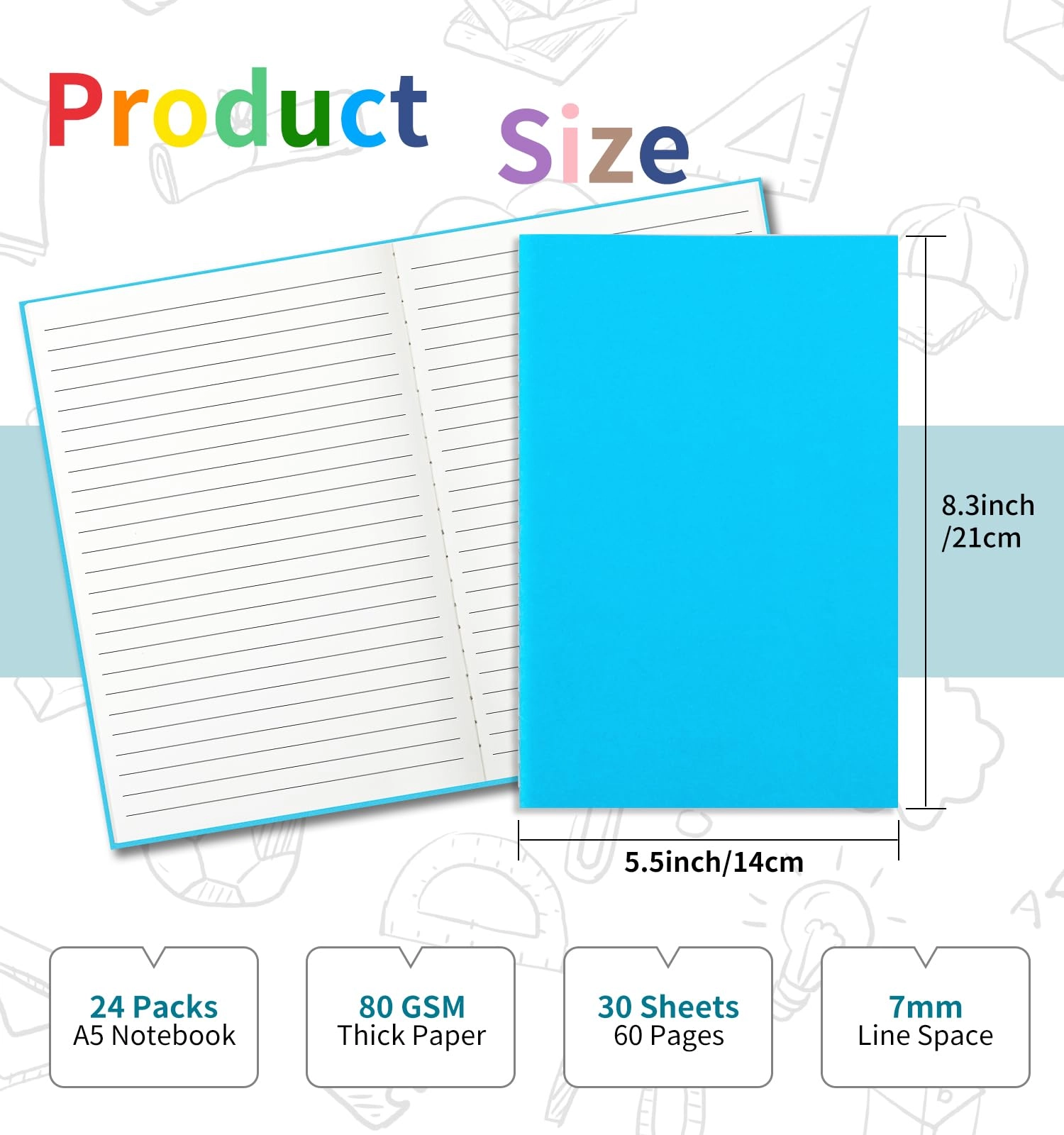 Lined Notebooks A5 - Lined 30 Sheets