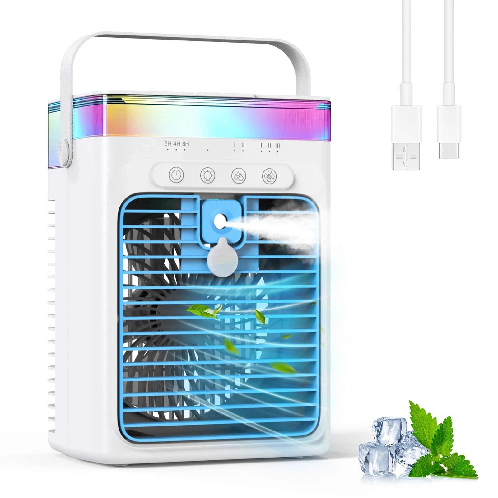 Portable Air Conditioner - 1000ml Water Tank 4 Speeds 4-in-1