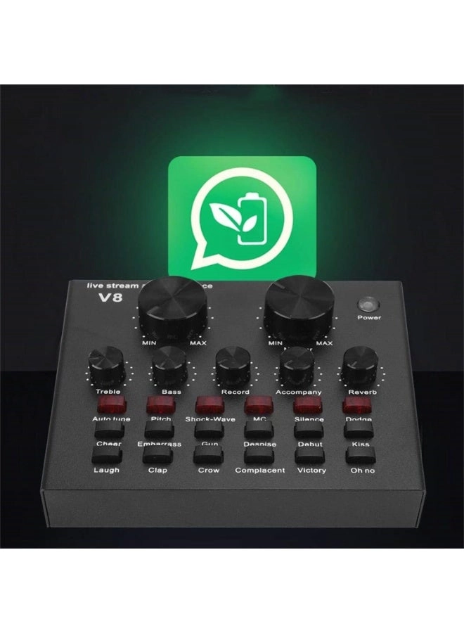 V8 Audio Mixer Sound Card - Bluetooth 5.0 112 Sound Effects