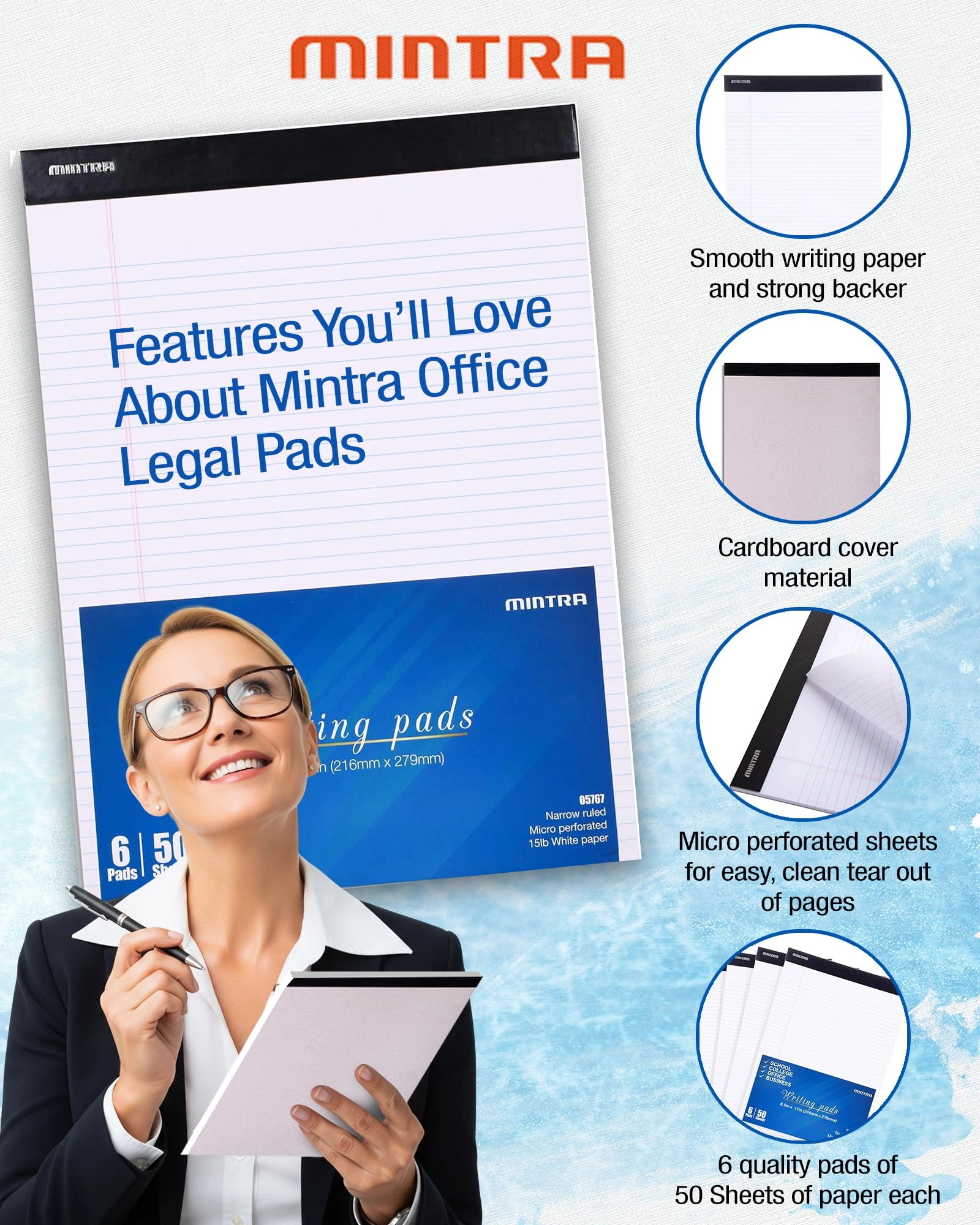 Legal Pads 8.5-x-11-inch inches - Lined 50 Sheets