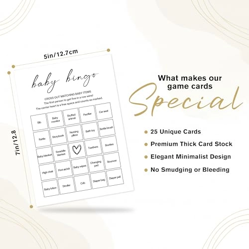 Baby Shower Bingo Cards - 16 years and up 25