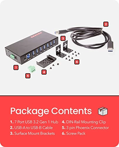 7 Port USB 3.0 Hub - Compatible with Windows 7/8/10/11, MacOS & Linux