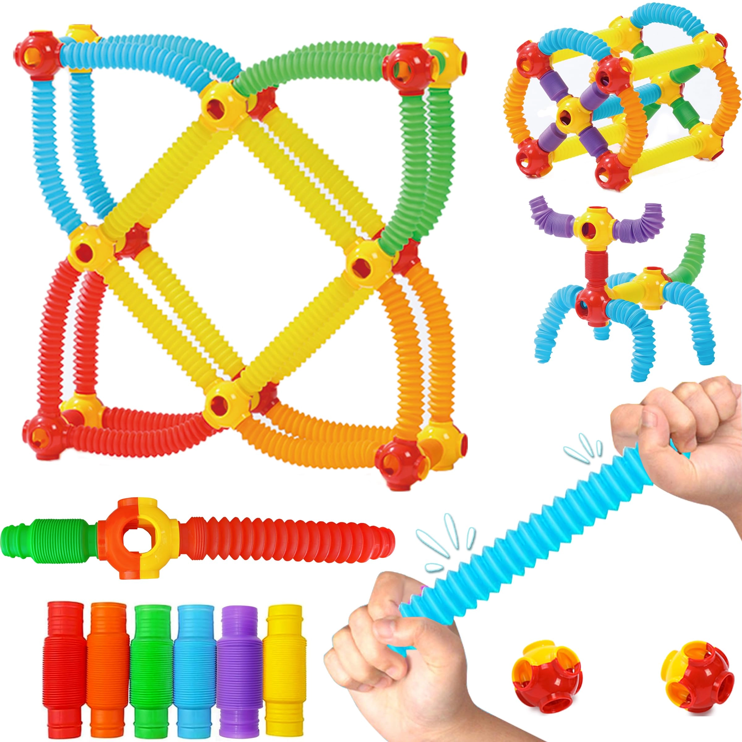 RAINBOW TOYFROG Pop Tubes - 36 months - 15 years 60 pieces