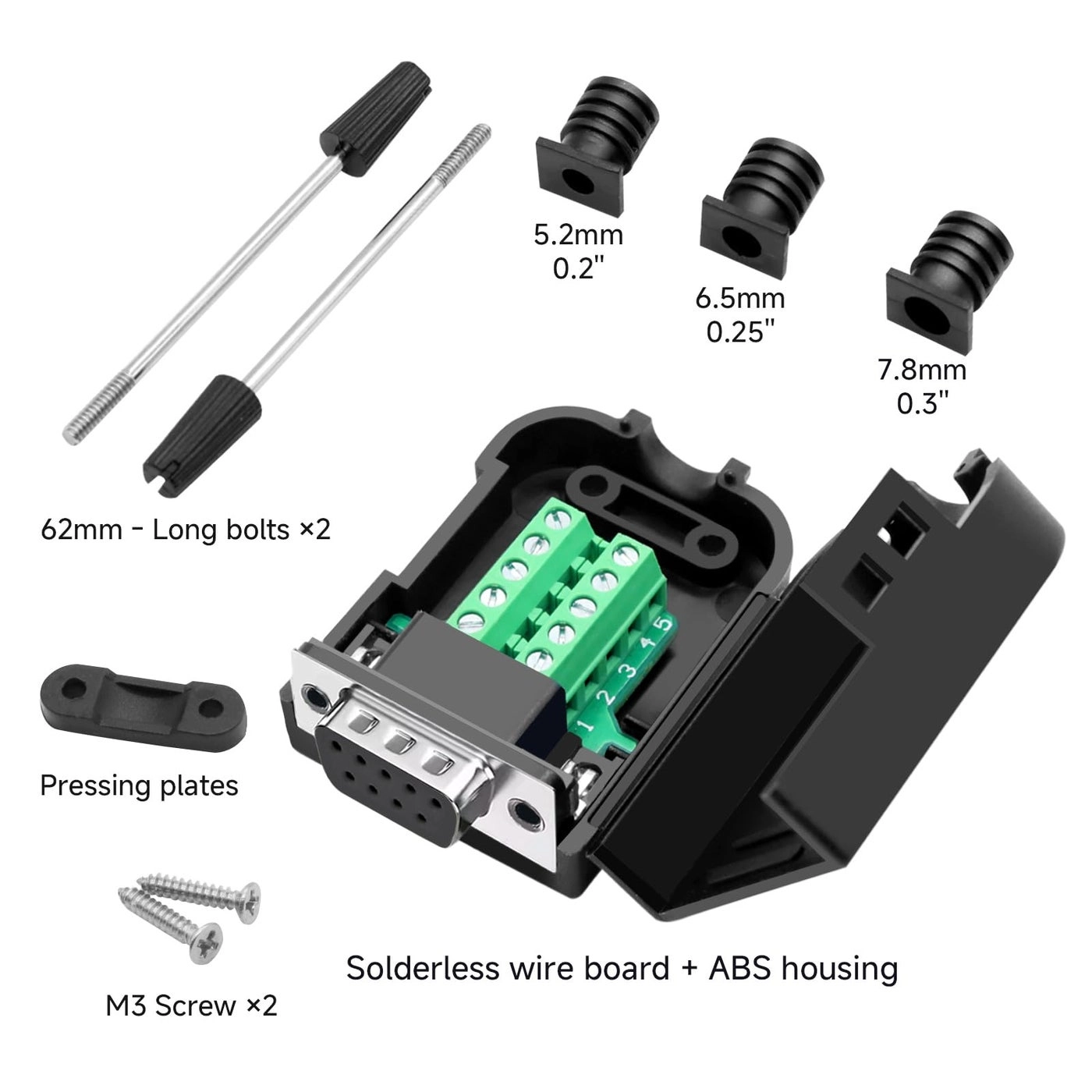 DB9 Breakout Connector - 9 pin RS232 Solderless