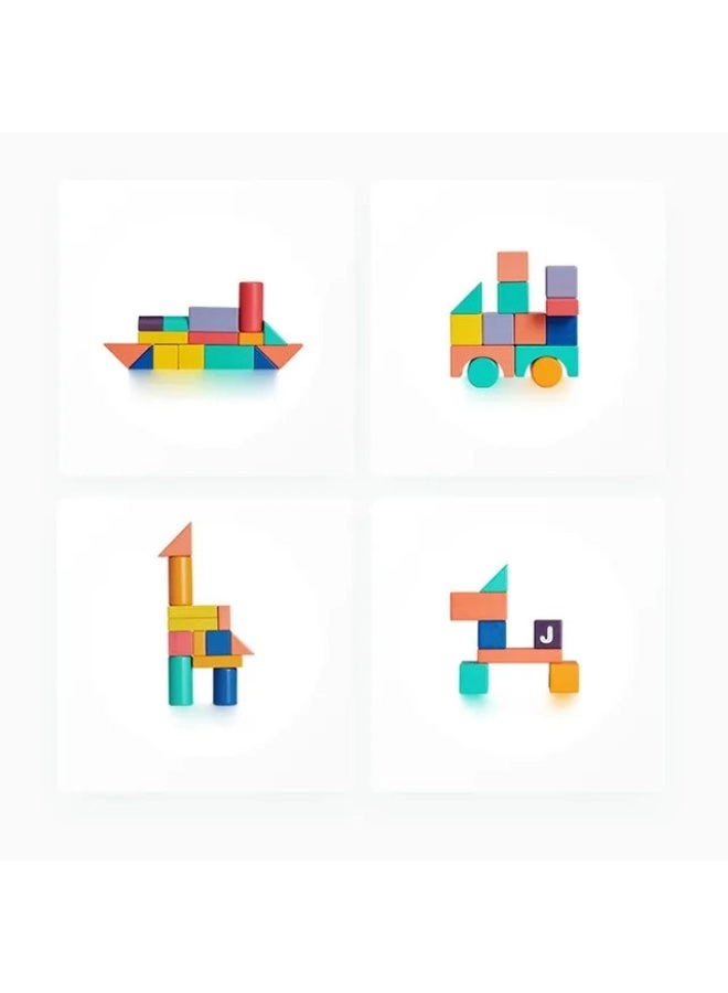 Wooden Building Blocks Set - 81 pcs