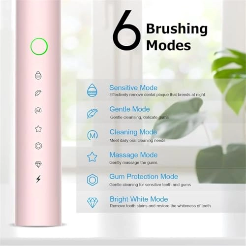 Sonic Electric Toothbrush - 6 Cleaning Modes IPX7 8 Brush Heads
